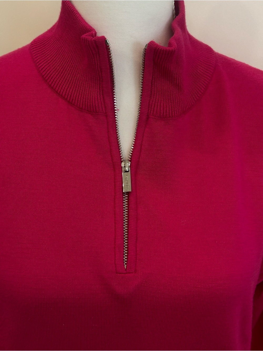 Calvin Klein Hot Pink Half-Zip Cowl Sweater